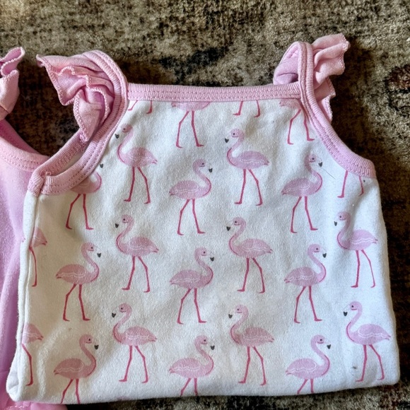 Baby Girl Summer Bodysuit Set (3) | Size 6-9M | Tropical Flamingo & Ruffles - Picture 7 of 8